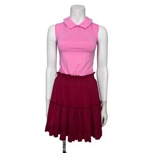 Par Social Golf Dress with Shorts Women's Large Pink Burgundy